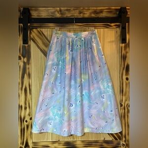 Vintage Floral Pastel Skirt Blue Pink Aqua 8